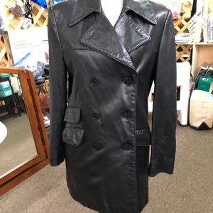 S by Searle 3/4 length black leather coat - Med